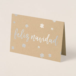 Carte Dorée Feliz Navidad Snowflakes