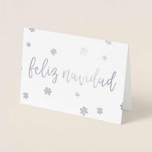 Carte Dorée Feliz Navidad Snowflakes (Devant)