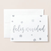 Carte Dorée Feliz Navidad Snowflakes (Devant avec enveloppe)