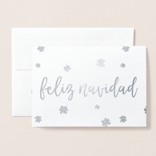 Carte Dorée Feliz Navidad Snowflakes (Devant avec enveloppe)