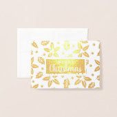Carte Dorée Festive Fleurs de Noël (Devant avec enveloppe)
