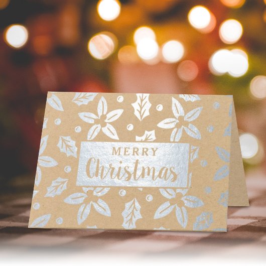 Carte Dorée Festive Fleurs de Noël