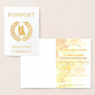 Carte Dorée Fête d'anniversaire Passeport Or