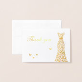 Carte Dorée Fête des mariées ou Mariage Merci (Devant avec enveloppe)