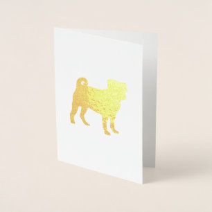 Carte Dorée Fête du thème de la fête du chien carlin