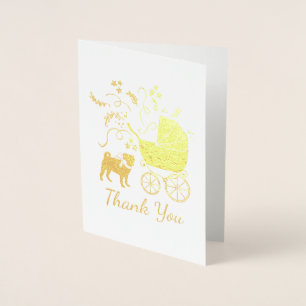 Carte Dorée Fête du thème de la fête du chien carlin