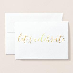 Carte Dorée Fêtons la calligraphie simple Silver