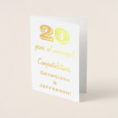 Carte Dorée Feuille d'Or 20e Anniversaire de Mariage + Noms Pe (Devant)
