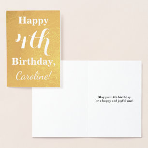Carte Dorée Feuille d'Or de Base 4e Anniversaire + Nom Personn