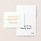 Carte Dorée Feuille d'Or | Demoiselle d'honneur drôle (Affichage)