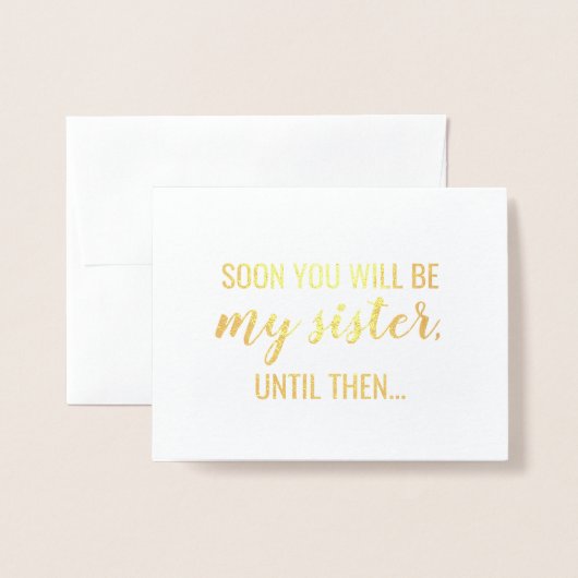 Carte Dorée Feuille d'Or | Demoiselle d'honneur drôle (Devant avec enveloppe)