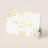 Carte Dorée Feuille d'or Love & Merci photo Mariage (Devant)