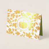 Carte Dorée Feuilles d'automne & Citrouille Luxe Thanksgiving (Devant)