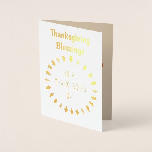 Carte Dorée Feuilles de chêne de Thanksgiving (Devant)