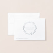 Carte Dorée Feuilles mariages en argent avec initiales texte p (Derrière avec enveloppe)