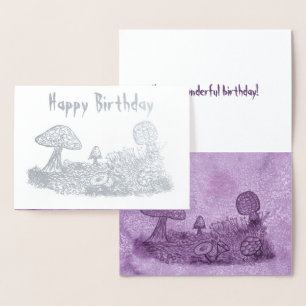 Carte Dorée Fiche d'anniversaire de la prairie de champignons