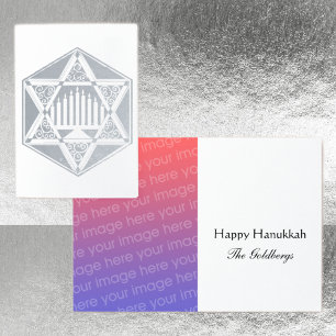Carte Dorée Filigree Jewish Star Menorah Hannukah