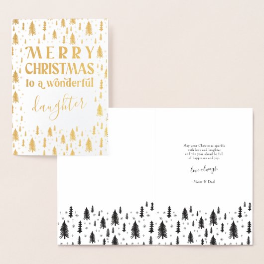 Carte Dorée Fille Joyeux Arbres de Noël Gold Foil Card (Affichage)