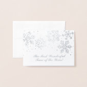 Carte Dorée Flammes de neige d'hiver dessinées à la main | Noë (Devant avec enveloppe)