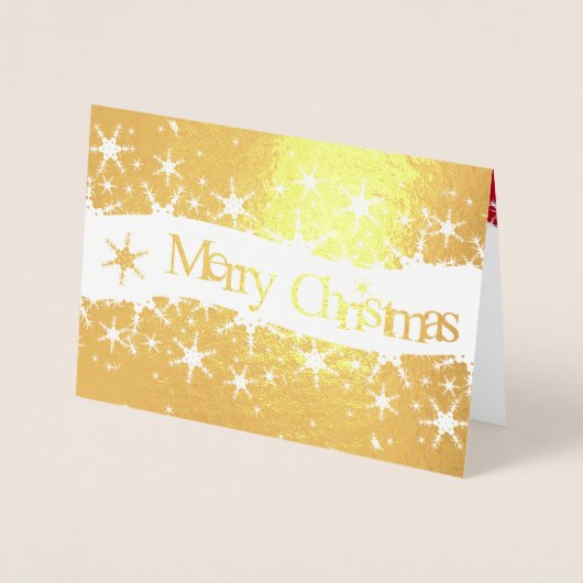 Carte Dorée Flammes de neige rouges d'hiver de Noël (Devant)