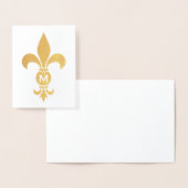 Carte Dorée Fleur De Lis Simple Moderne Note Pliée Monographiq (Affichage)