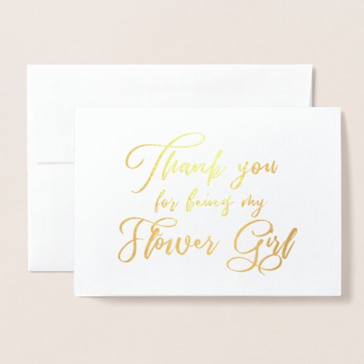 Carte Dorée Fleur fille Beau Merci Mariage (Devant avec enveloppe)