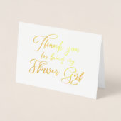 Carte Dorée Fleur fille Beau Merci Mariage (Devant)