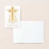 Carte Dorée Fleurir croix Pâques (Affichage)