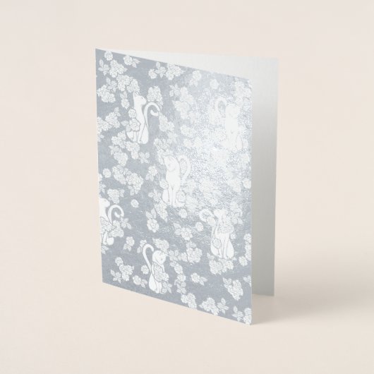 Carte Dorée Fleurs de chats blancs (Devant)