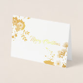 Carte Dorée Fleurs de Noël modernes Photo de feuillage (Devant)