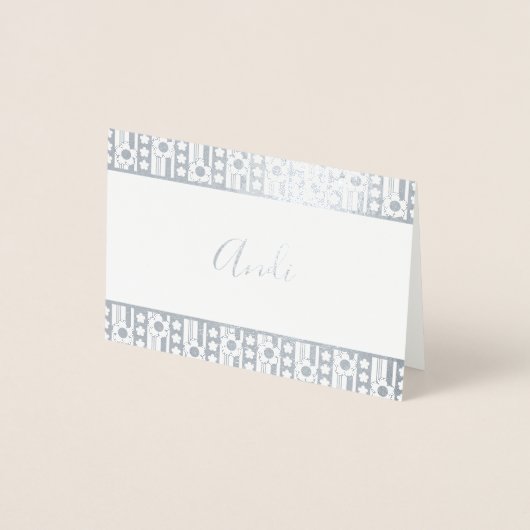 Carte Dorée Fleurs d'hiver Nom Papeterie (Devant)