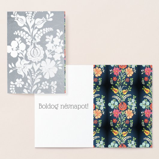 Carte Dorée Fleurs hongroises - argent (Affichage)