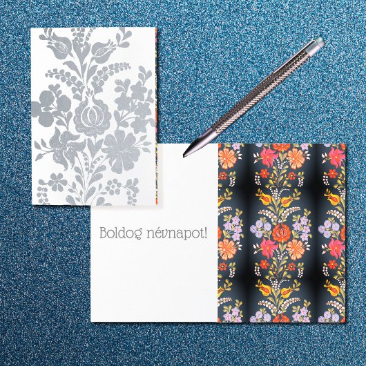 Carte Dorée Fleurs hongroises - luxe argent