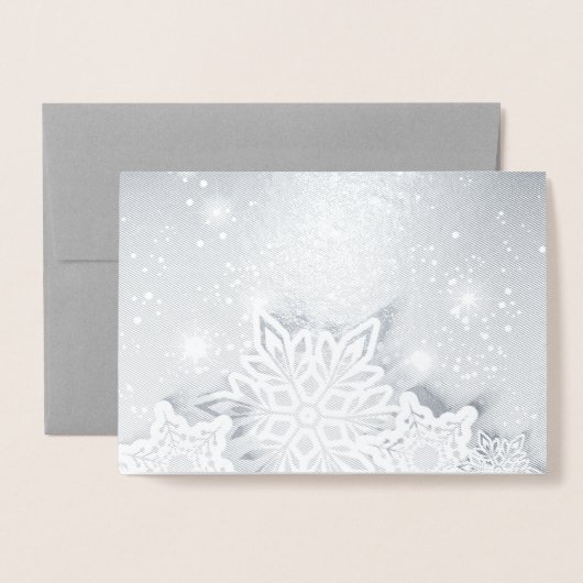 Carte Dorée flocons de neige 3D (Devant avec enveloppe)