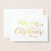 Carte Dorée Flocons de Noël Écriture Élégante Or (Devant avec enveloppe)