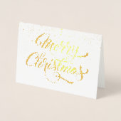 Carte Dorée Flocons de Noël Écriture Élégante Or (Devant)