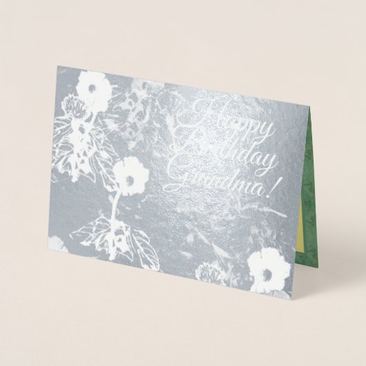 Carte Dorée Floral Birthday Foil Card avec texte (Devant)