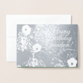 Carte Dorée Floral Birthday Foil Card avec texte (Devant avec enveloppe)