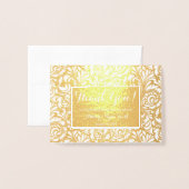 Carte Dorée Floral Real Gold Mariage photo Merci (Devant avec enveloppe)