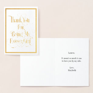 Carte Dorée Flower Girl Merci Gold Foil Card