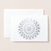 Carte Dorée Foil argenté Lotus Mandala (Devant avec enveloppe)