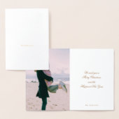 Carte Dorée Foil Berries Foliage Joyeux Noël Thème photo (Affichage)