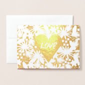 Carte Dorée Foil Birds Love Mariage Merci (Devant avec enveloppe)
