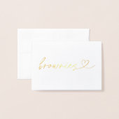 Carte Dorée Foil Brownies Food Label Wedding Table Card (Derrière avec enveloppe)