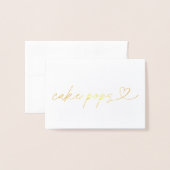 Carte Dorée Foil Cake Pops Food Label Wedding Table Card (Devant avec enveloppe)