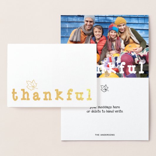 Carte Dorée Foil Merci Maple Leaf Salutation d'action de grâce (Affichage)