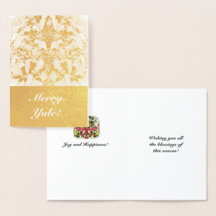 Carte Dorée Foil Merry Yule Berry Solstice