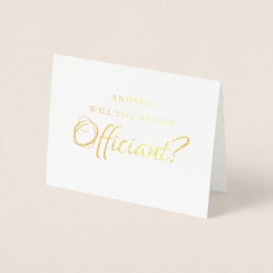 Carte Dorée Foil Seras-Tu Notre Officier ? Mariage Nous épou