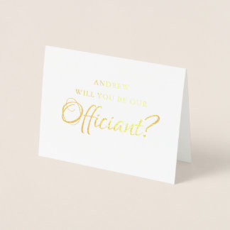 Carte Dorée Foil Seras-Tu Notre Officier ? | Mariage Nous épou
