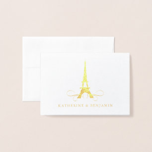 Carte Dorée Foil Tour Eiffel Paris Mariage